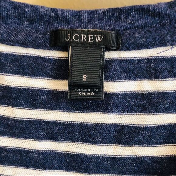 J. Crew Jeweled Painter T-Shirt in Navy Stripes Women's Size Small 100% Cotton - Picture 3 of 6